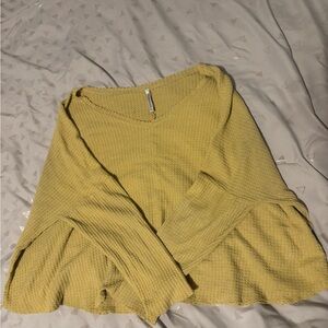 Lulus Yellow Waffle Knit Sweater